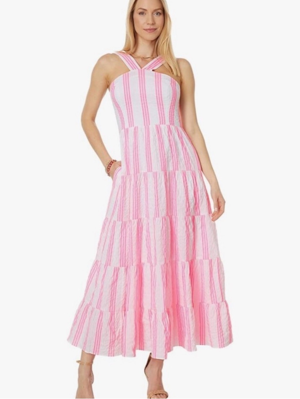 Lily Pulitzer Jenette Halter Maxi Dress Sails and Stripes 8